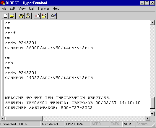 hyperterminal at commands