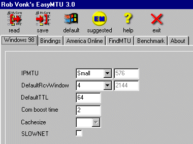 Screenshot of EasyMTU